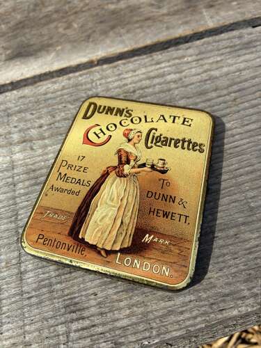 Exceptional rare dunns chocolate cigarettes flat tin