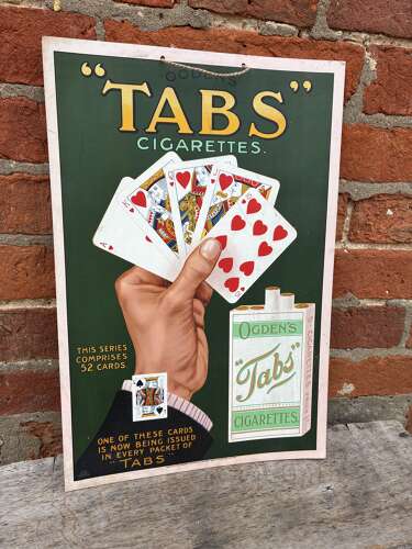 Stunning early 1911 ogdens tabs royal flush cigarettes advertising showcard