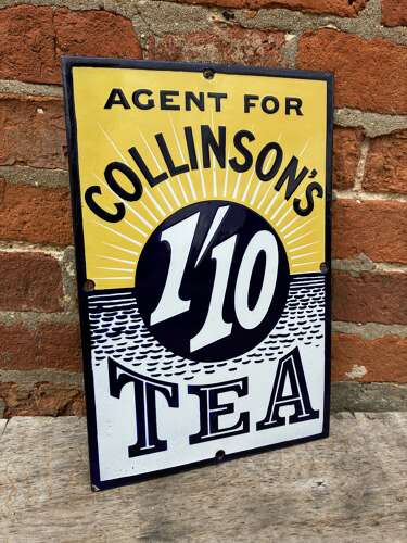 Stunning agent for collinson's 1/10 tea advertising enamel sign