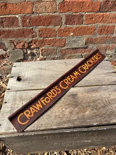 Early william crawfords cream cracker tin advertising shelf strip sign