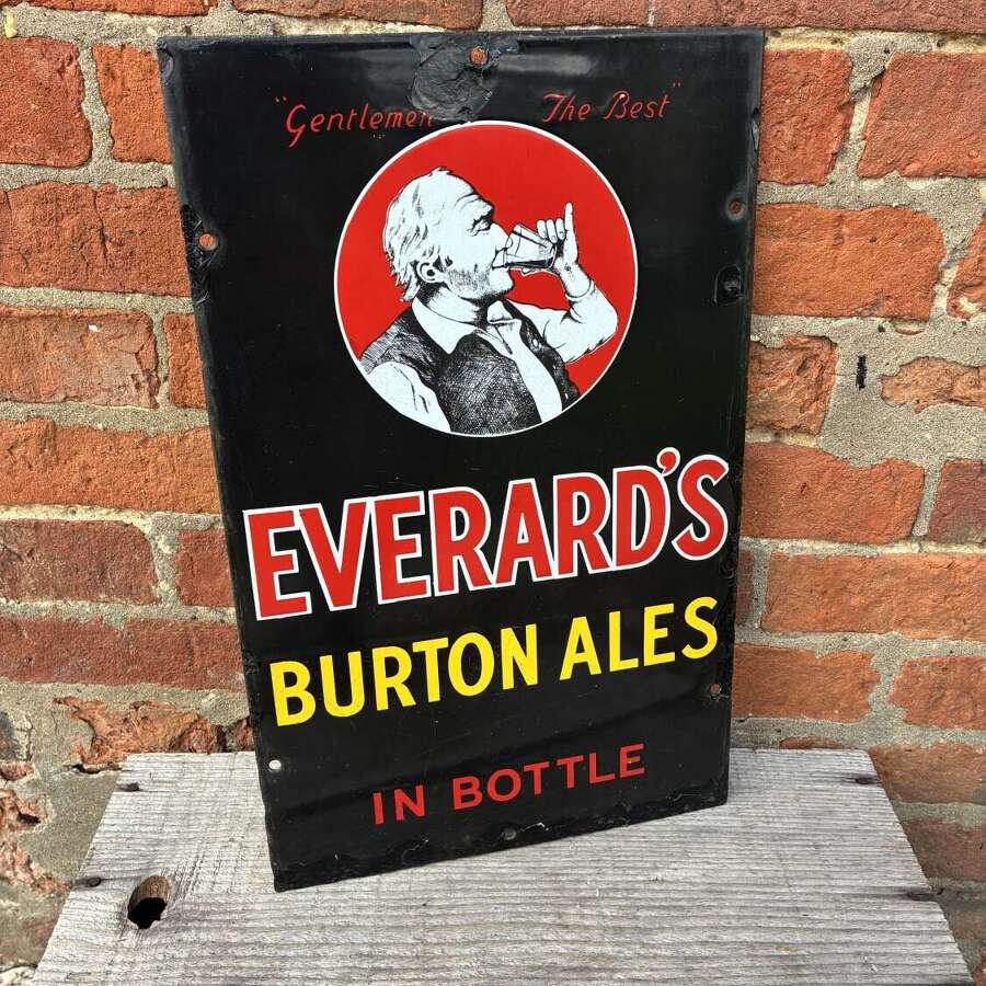 Everards burton ales in bottle pictorial enamel sign