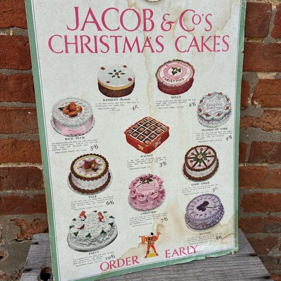Early jacob & co christmas cakes advertising showcard