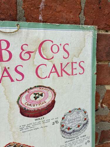 Early jacob & co christmas cakes advertising showcard