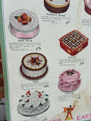 Early jacob & co christmas cakes advertising showcard