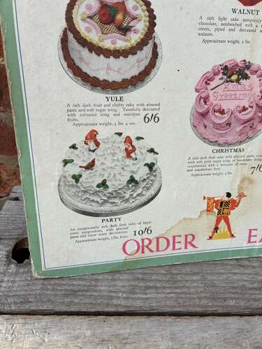 Early jacob & co christmas cakes advertising showcard