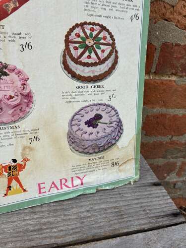 Early jacob & co christmas cakes advertising showcard