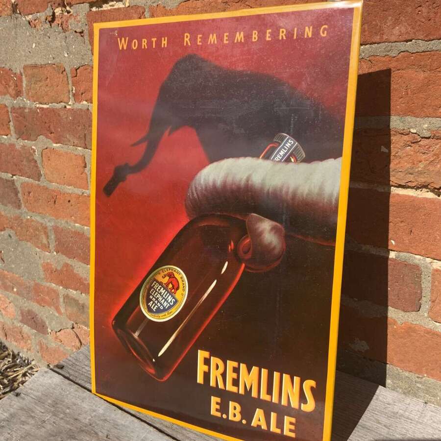 Scarce fremlins E.B ale tin advertising stand up tinplate sign