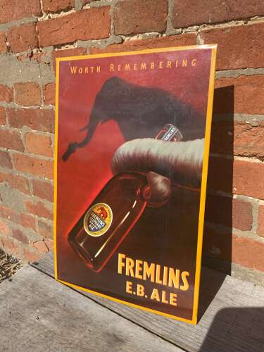 Scarce fremlins E.B ale tin advertising stand up tinplate sign