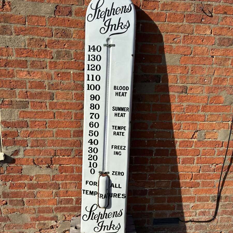 Large sized Stephen&rsquo;s ink thermometer enamel advertising sign
