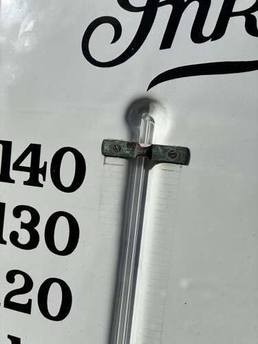Large sized Stephen’s ink thermometer enamel advertising sign