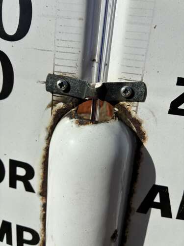 Large sized Stephen’s ink thermometer enamel advertising sign