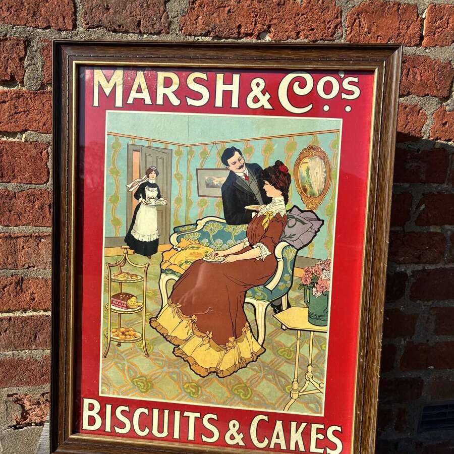 Scarce marsh & co cakes & biscuits advertising showcard