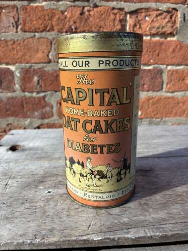 Unusual j Hendersons Edinburgh oat cake biscuit tin