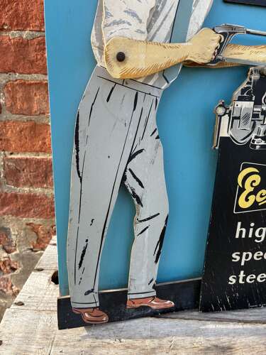 Superb rare mechanical shop window advertising figure for eclipse hacksaw blades