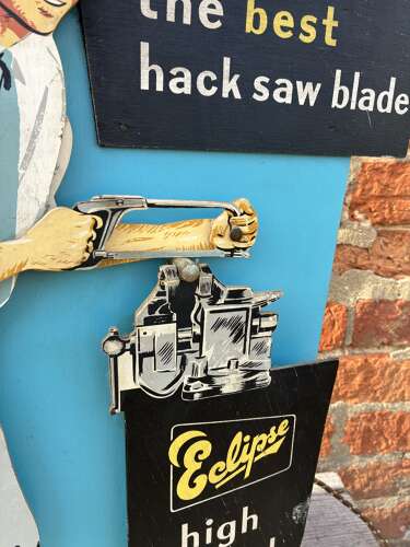 Superb rare mechanical shop window advertising figure for eclipse hacksaw blades