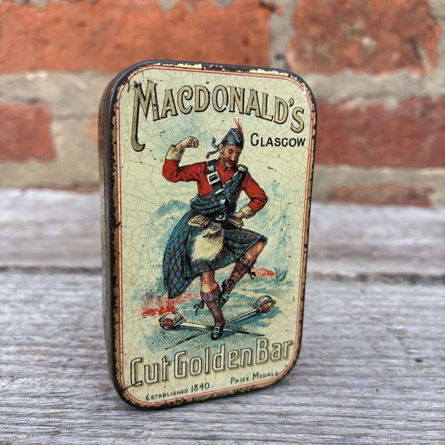 Early macdonalds Kilty brand cut golden bar 2oz tobacco tin