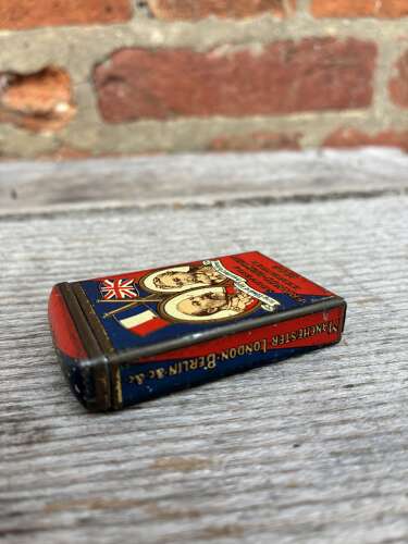Rare 1908 murattis cigarette Franco-British exhibition match striker tin
