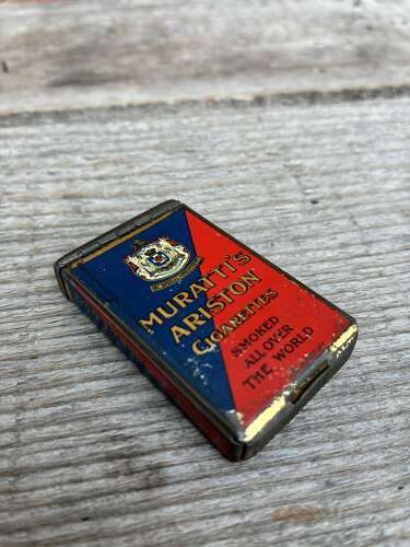 Rare 1908 murattis cigarette Franco-British exhibition match striker tin
