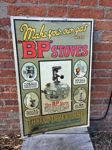 Early rare “BP” stoves advertising Showcard
