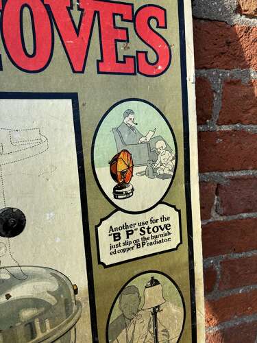 Early rare “BP” stoves advertising Showcard