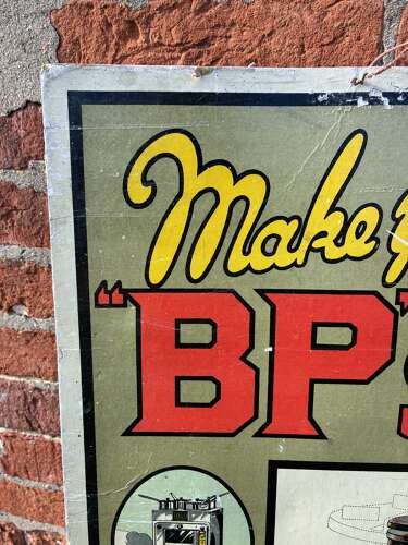 Early rare “BP” stoves advertising Showcard