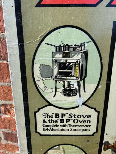 Early rare “BP” stoves advertising Showcard
