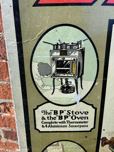 Early rare “BP” stoves advertising Showcard