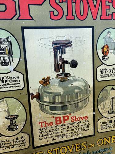 Early rare “BP” stoves advertising Showcard